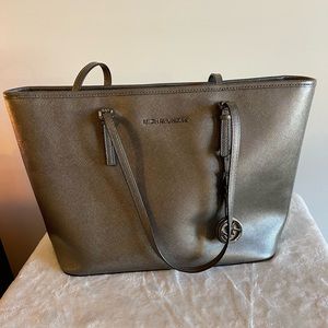 Pewter Authentic Michael Kors Steffiano Leather Purse
